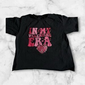 Girls Gildan Black and Pink Kids Valentine's Tee